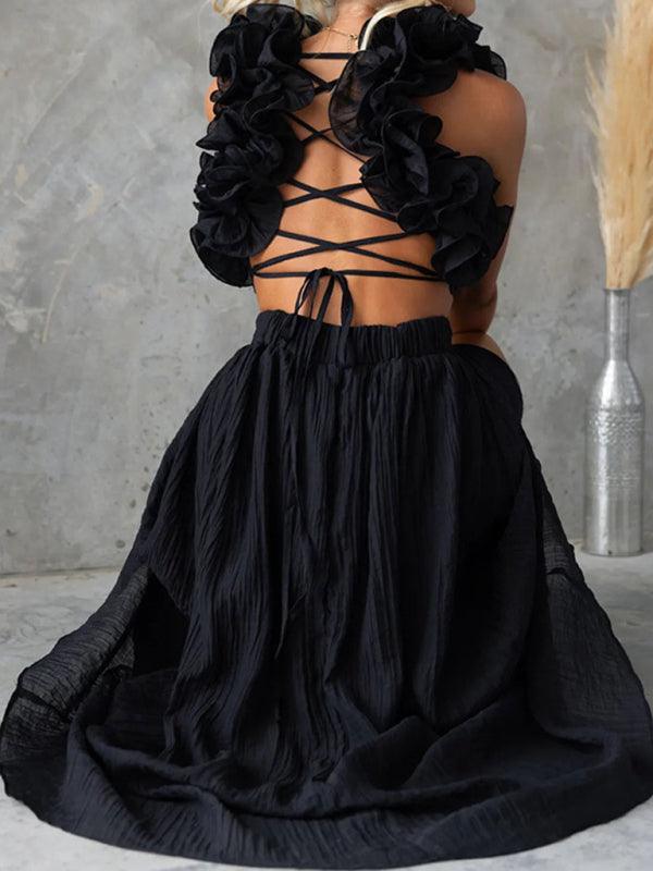 Maxi Jurk met Rimpelbandjes en Hoge Taille - Mini Dresses - Jurkjes.co