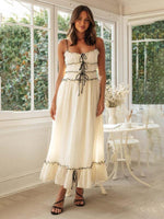 Maxi Jurk met Rimpeldetails en Kanten Trim - Group6 - Jurkjes.co