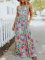 Maxi Jurk met Ronde Hals en Bloemenprint - Maxi Dresses - Jurkjes.co