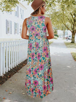 Maxi Jurk met Ronde Hals en Bloemenprint - Maxi Dresses - Jurkjes.co