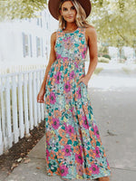 Maxi Jurk met Ronde Hals en Bloemenprint - Maxi Dresses - Jurkjes.co