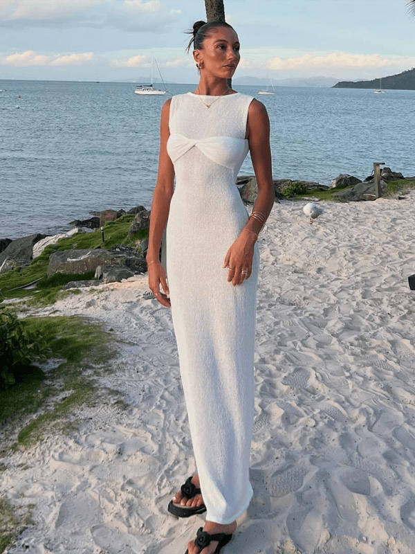 Maxi Jurk met Ronde Hals en Effen Kleur - Group5 - Jurkjes.co