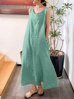 Maxi Jurk met Ronde Hals en Effen Kleur - Maxi Dresses - Jurkjes.co