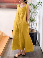 Maxi Jurk met Ronde Hals en Effen Kleur - Maxi Dresses - Jurkjes.co