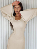 Maxi Jurk met Ronde Hals en Lange Mouwen - Maxi Dresses - Jurkjes.co