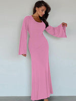 Maxi Jurk met Ronde Hals en Lange Mouwen - Maxi Dresses - Jurkjes.co