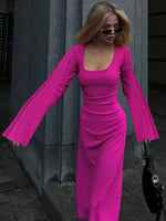 Maxi Jurk met Ronde Hals en Lange Mouwen - Maxi Dresses - Jurkjes.co