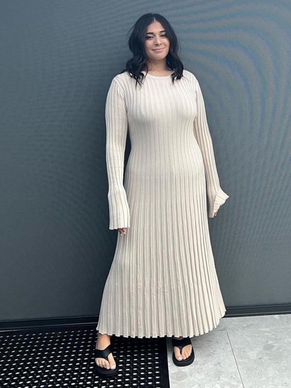 Maxi Jurk met Ronde Hals en Ribbelstof - Group2 - Jurkjes.co