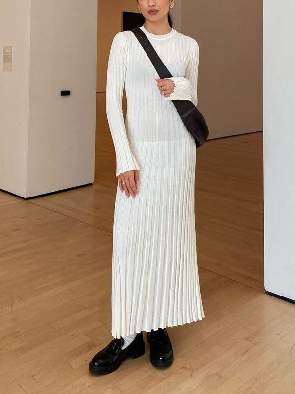 Maxi Jurk met Ronde Hals en Ribbelstof - Group2 - Jurkjes.co