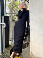 Maxi Jurk met Ronde Hals en Ribbelstof - Group2 - Jurkjes.co