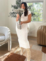 Maxi Jurk met Ronde Hals en Smalle Pasvorm - Group6 - Jurkjes.co