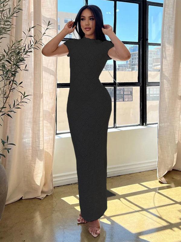 Maxi Jurk met Ronde Hals en Smalle Pasvorm - Group6 - Jurkjes.co