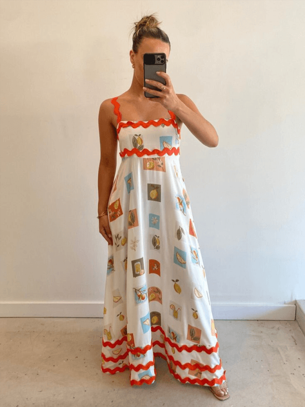 Maxi Jurk met Scalloped Edge en Bloemenprint - Group2 - Jurkjes.co