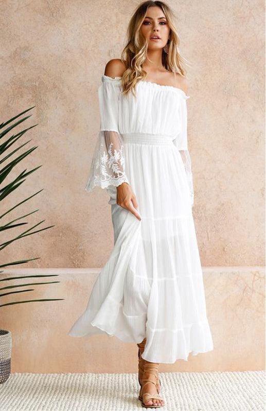 Maxi Jurk met Schoudervrije Halslijn - Maxi Dresses - Jurkjes.co