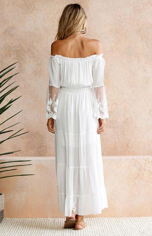 Maxi Jurk met Schoudervrije Halslijn - Maxi Dresses - Jurkjes.co