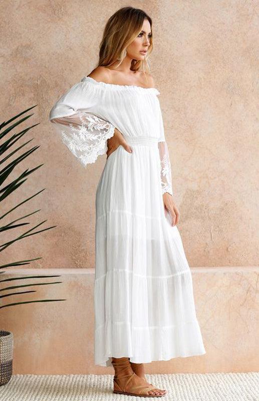 Maxi Jurk met Schoudervrije Halslijn - Maxi Dresses - Jurkjes.co