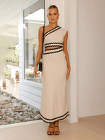 Maxi Jurk met Schuine Kraag en Zigzag Detail - Group4 - Jurkjes.co