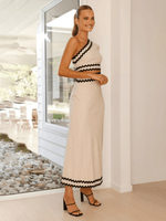 Maxi Jurk met Schuine Kraag en Zigzag Detail - Group4 - Jurkjes.co