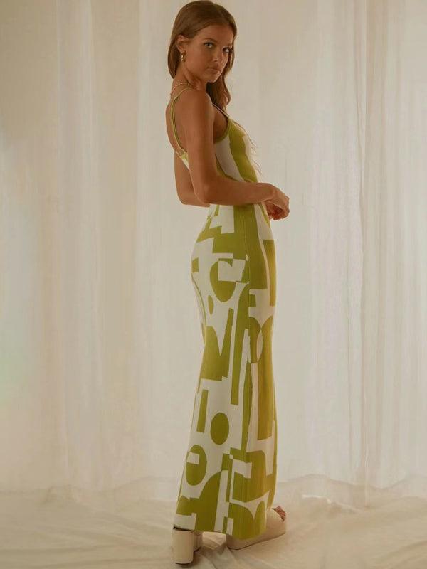 Maxi Jurk met Scoop Hals en Geometrisch Design - Maxi Dresses - Jurkjes.co