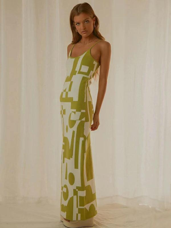 Maxi Jurk met Scoop Hals en Geometrisch Design - Maxi Dresses - Jurkjes.co