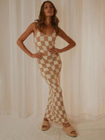 Maxi Jurk met Scoop Hals en Geometrisch Design - Maxi Dresses - Jurkjes.co