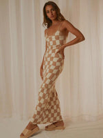 Maxi Jurk met Scoop Hals en Geometrisch Design - Maxi Dresses - Jurkjes.co