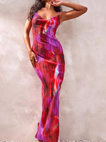 Maxi Jurk met Spaghetti Bandjes en Abstracte Print - Maxi Dresses - Jurkjes.co