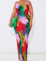 Maxi Jurk met Spaghetti Bandjes en Abstracte Print - Maxi Dresses - Jurkjes.co