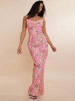 Maxi Jurk met Spaghetti Bandjes en Abstracte Print - Maxi Dresses - Jurkjes.co