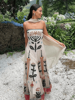 Maxi Jurk met Spaghetti Bandjes en Bloemenprint - Group5 - Jurkjes.co