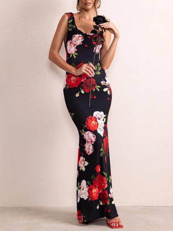 Maxi Jurk met Spaghetti Bandjes en Bloemenprint - Maxi Dresses - Jurkjes.co