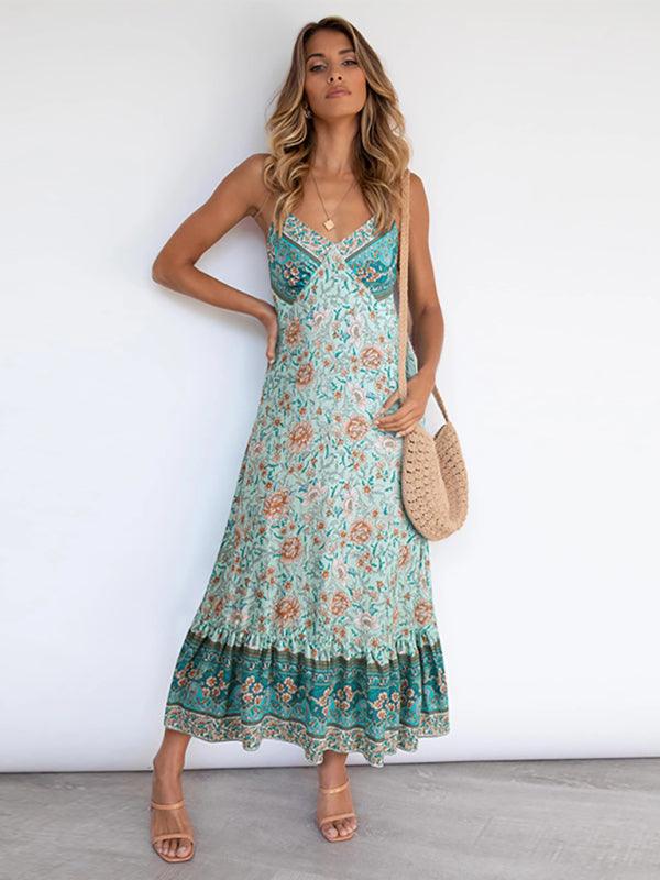 Maxi Jurk met Spaghetti Bandjes en Bloemenprint - Maxi Dresses - Jurkjes.co