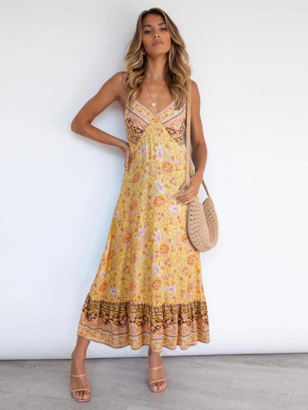 Maxi Jurk met Spaghetti Bandjes en Bloemenprint - Maxi Dresses - Jurkjes.co