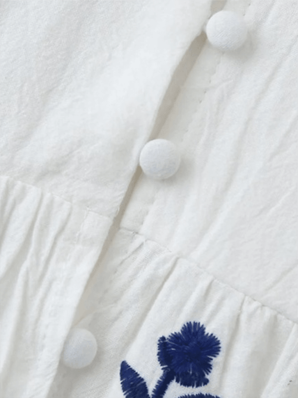 Maxi Jurk met Spaghetti Bandjes en Borduursel - Maxi Dresses - Jurkjes.co