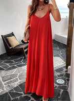 Maxi Jurk met Spaghetti Bandjes en Effen Kleur - Maxi Dresses - Jurkjes.co