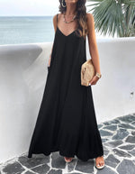 Maxi Jurk met Spaghetti Bandjes en Effen Kleur - Maxi Dresses - Jurkjes.co