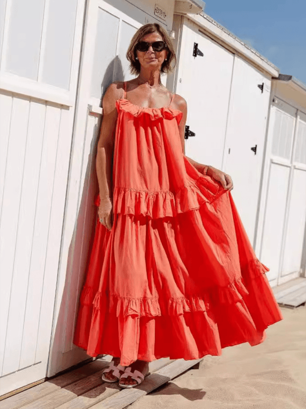 Maxi Jurk met Spaghetti Bandjes en Gelaagd Ontwerp - Maxi Dresses - Jurkjes.co