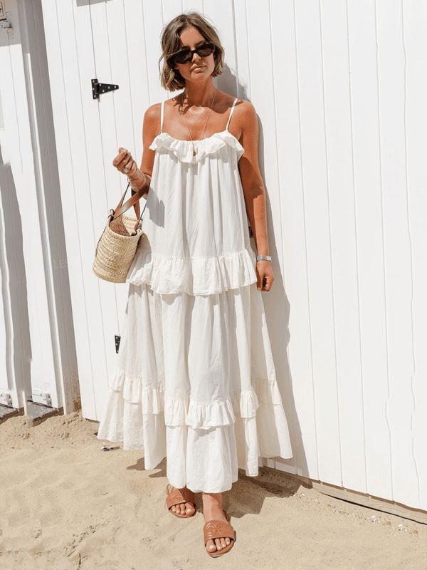 Maxi Jurk met Spaghetti Bandjes en Gelaagd Ontwerp - Maxi Dresses - Jurkjes.co