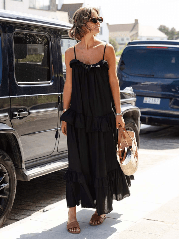 Maxi Jurk met Spaghetti Bandjes en Gelaagd Ontwerp - Maxi Dresses - Jurkjes.co