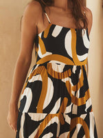 Maxi Jurk met Spaghetti Bandjes en Geometrisch Patroon - Group2 - Jurkjes.co