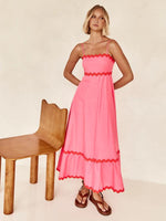 Maxi Jurk met Spaghetti Bandjes en Golvende Afwerking - Maxi Dresses - Jurkjes.co