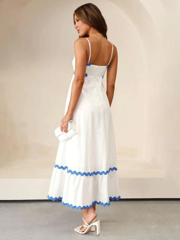 Maxi Jurk met Spaghetti Bandjes en Golvende Afwerking - Maxi Dresses - Jurkjes.co