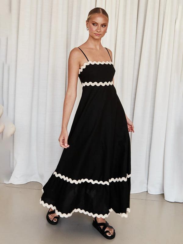 Maxi Jurk met Spaghetti Bandjes en Golvende Afwerking - Maxi Dresses - Jurkjes.co