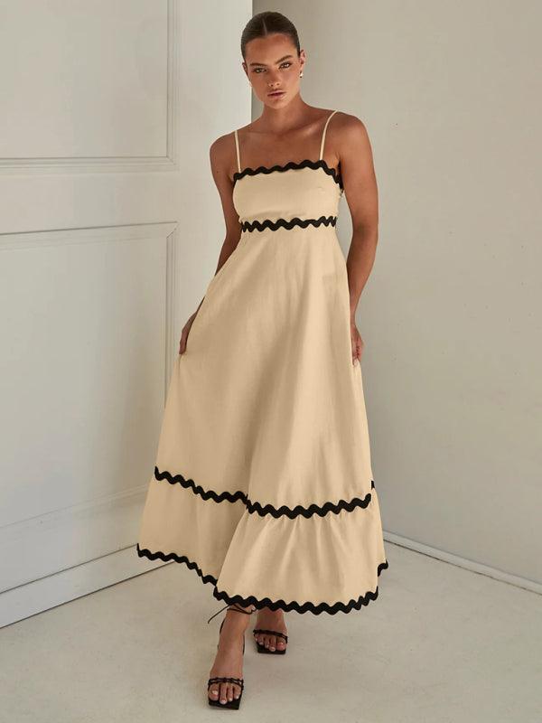 Maxi Jurk met Spaghetti Bandjes en Golvende Afwerking - Maxi Dresses - Jurkjes.co