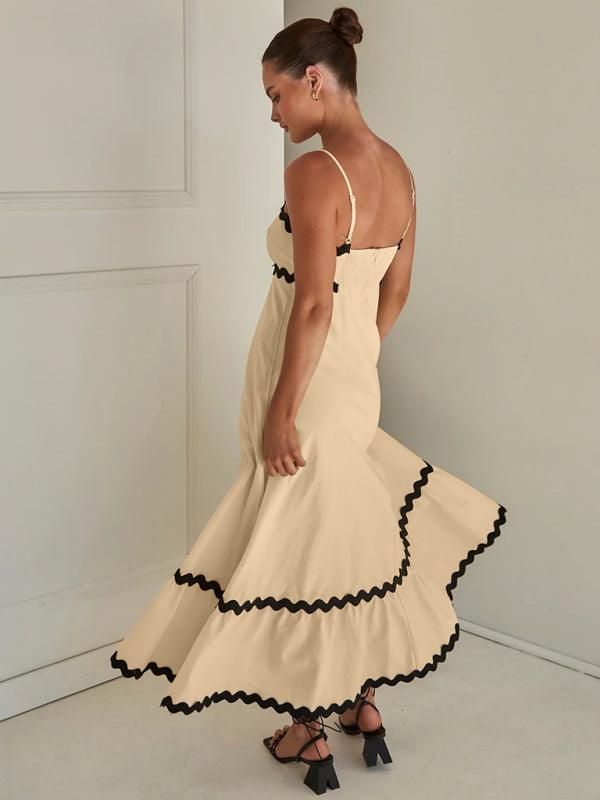 Maxi Jurk met Spaghetti Bandjes en Golvende Afwerking - Maxi Dresses - Jurkjes.co