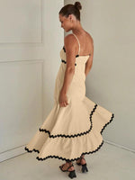 Maxi Jurk met Spaghetti Bandjes en Golvende Afwerking - Maxi Dresses - Jurkjes.co