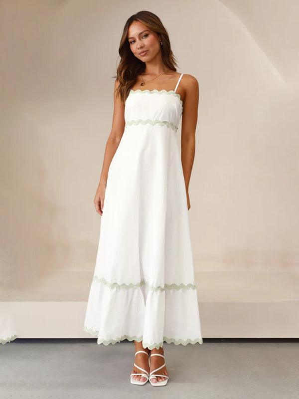 Maxi Jurk met Spaghetti Bandjes en Golvende Afwerking - Maxi Dresses - Jurkjes.co
