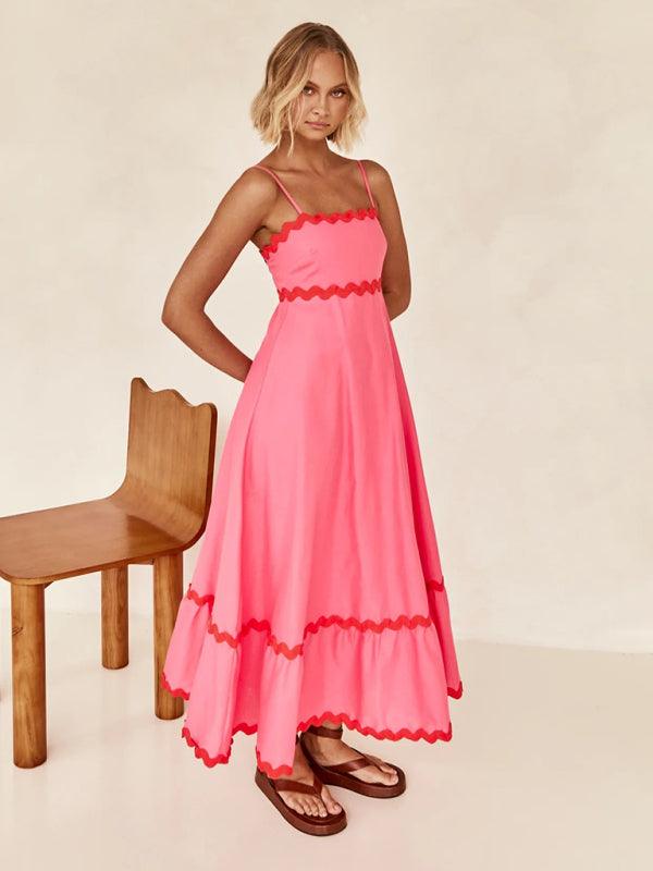 Maxi Jurk met Spaghetti Bandjes en Golvende Afwerking - Maxi Dresses - Jurkjes.co