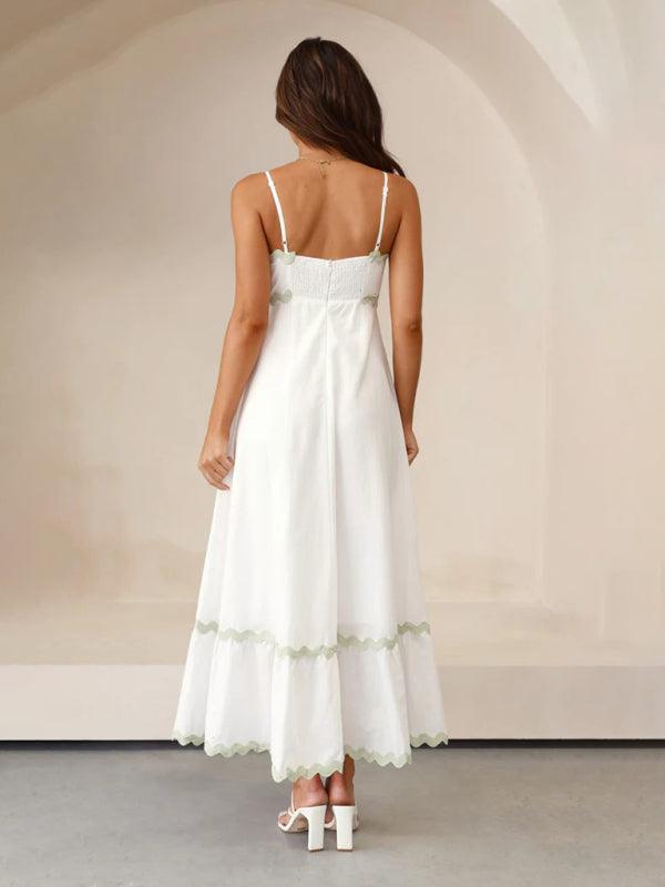 Maxi Jurk met Spaghetti Bandjes en Golvende Afwerking - Maxi Dresses - Jurkjes.co