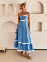 Maxi Jurk met Spaghetti Bandjes en Golvende Afwerking - Maxi Dresses - Jurkjes.co